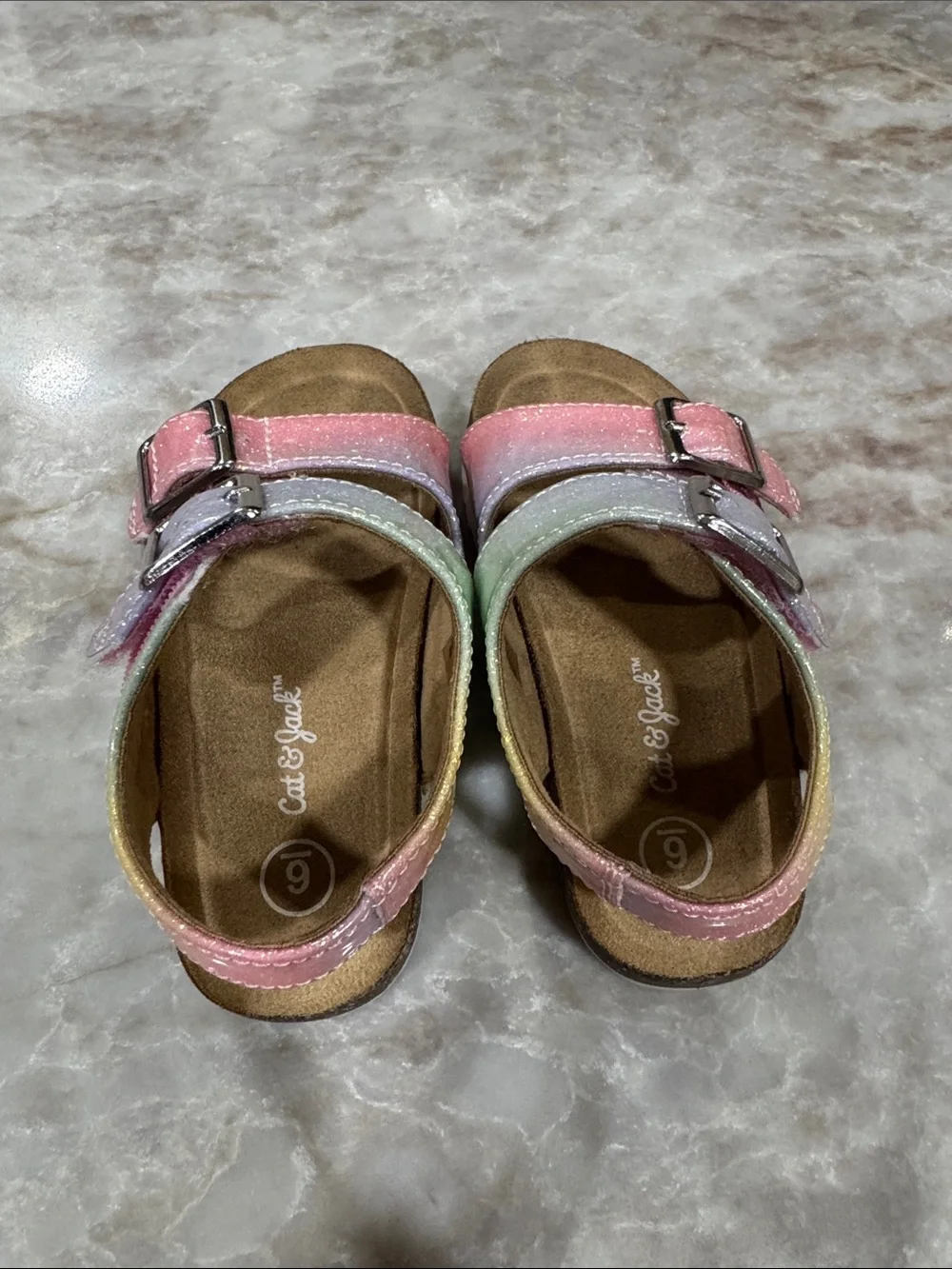 Cat & Jack Kids Glitter Ombre Buckle Sandals - Pink Purple Green